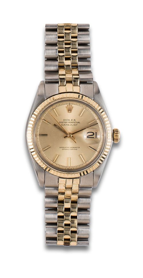 ROLEX OYSTER PERPETUAL DATE JUST WRISTWATCH IN STEEL AND GO