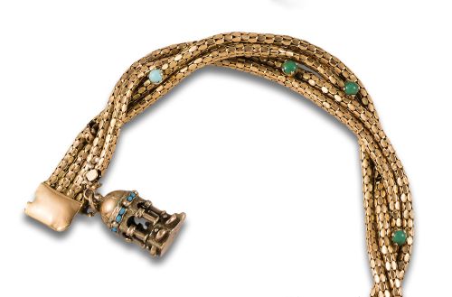 PULSERA ANTIGUA EN ORO Y SÍMIL TURQUESAS