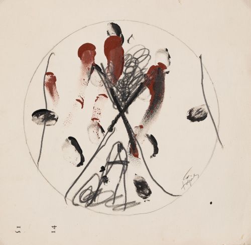 ANTONI TÀPIES, "Sin título", 1968, Pintura y grafito sobre