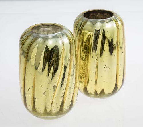 Pareja de jarrones de cristal soplado y azogado, S. XX