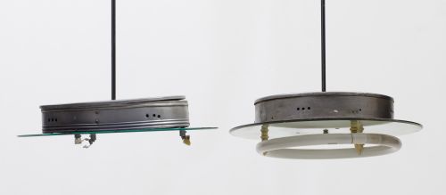 Pair of industrial ceiling lamps