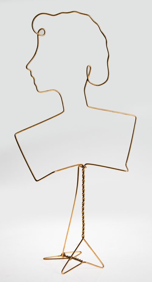 Female bust of gilded wire, Spain, mid-20th century