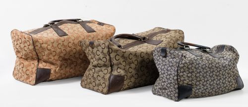 Three canvas suitcases of different sizes, Celine manufactu