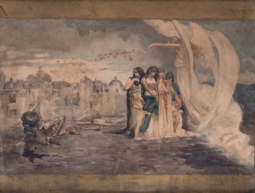 ESCUELA FRANCESA, "La destrucción de Sodoma y Gomorra", Acu