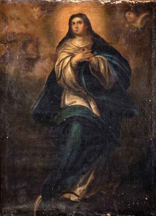 ESCUELA SEVILLANA, "Inmaculada Concepción", Óleo sobre lien