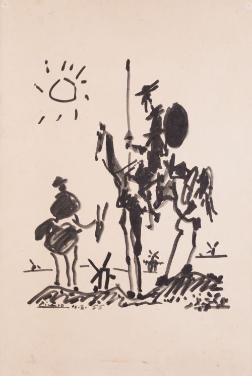 PABLO RUIZ PICASSO (DESPUES), "Don Quijote y Sancho", Litog