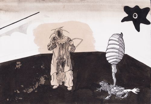 JORGE CASTILLO, "Número de la rana", 1989, Tintas sobre pap