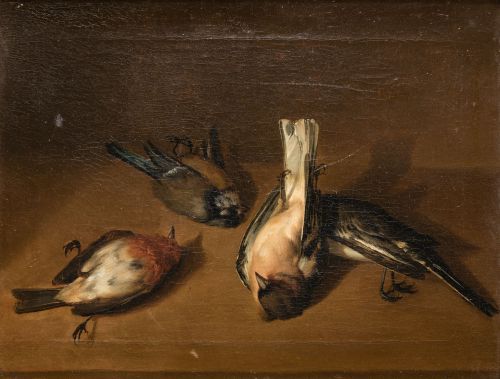 JOAQUIN SIGÜENZA, "Naturalezas muertas con pájaros", 1855,