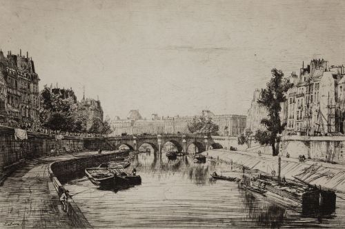 FRANÇOIS-ANTOINE-MAXIME LALANNE, "Vista del Pont Saint Mich