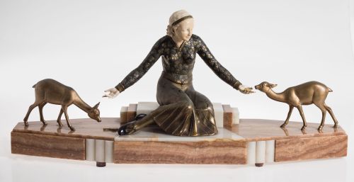  ESCUELA FRANCESA, "Joven con cervatillos"