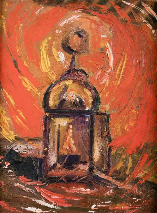 LUCIANO DÍAZ CASTILLA, "Farol", Óleo sobre lienzo adherido