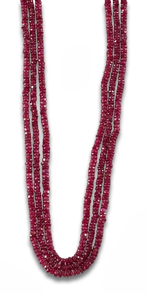 THREE-STRAND RUBY NECKLACE