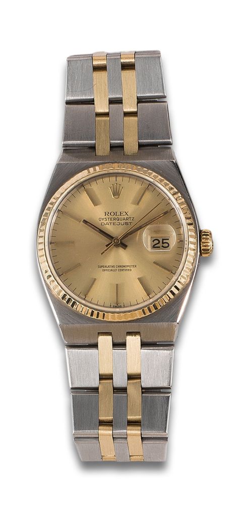 ROLEX OYSTER QUARTZ DATEJUST WRISTWATCH IN STEEL AND GOLD