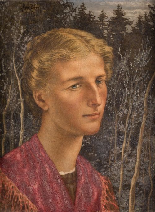 EDMUND STEPPES, "Chiemgauerin. Blondes Mádl", 1918, Óleo so