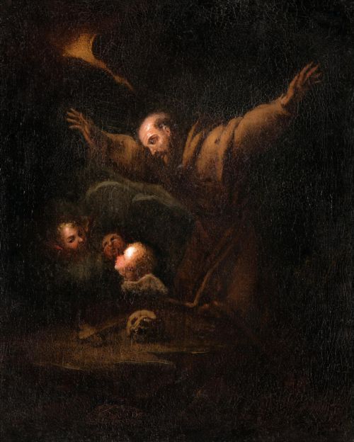 ESCUELA SEVILLANA, "San Francisco de Asís", 1808, Óleo sobr