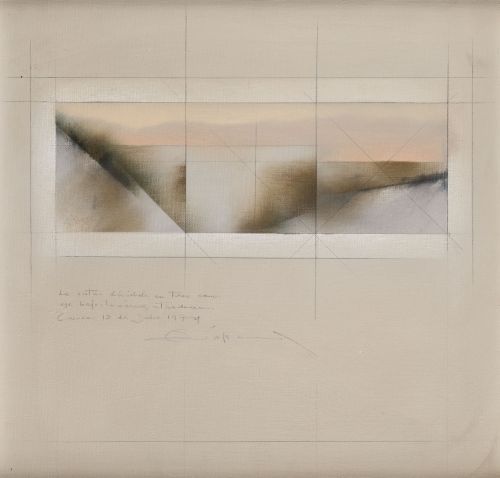 FERNANDO ZÓBEL DE AYALA, "La visita X-A", 1974, Óleo y graf