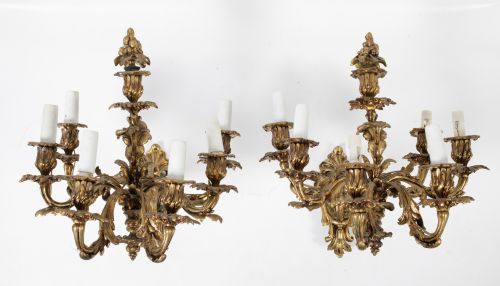 Pareja de apliques de estilo Luis XV, S.XX