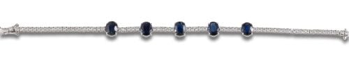 PULSERA DE ZAFIROS Y DIAMANTES, EN ORO BLANCO
