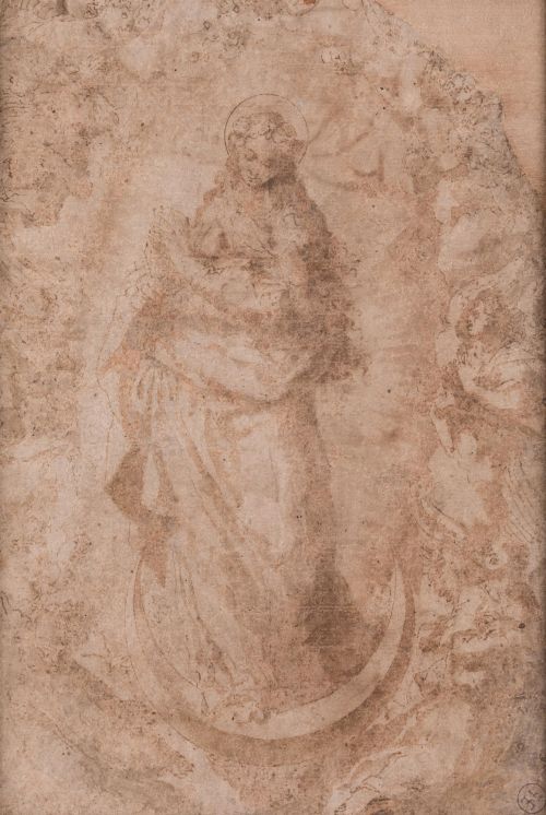ANÓNIMO, "Inmaculada Concepción", Aguada parda sobre papel