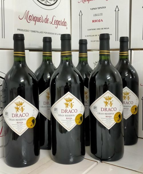 6 botellas magnum (1,5 l) de Draco Gran Reserva 2012. Vino