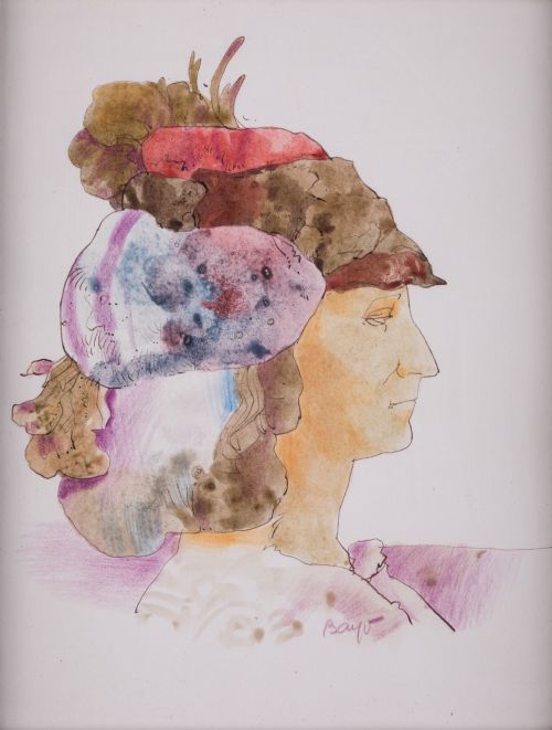 NATALIO  BAYO, “Rostro”, Acuarela sobre papel