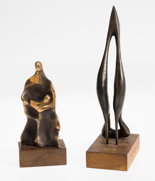 AGUSTÍN ALAMÁN, “Maternidad”, Escultura de bronce dorado so