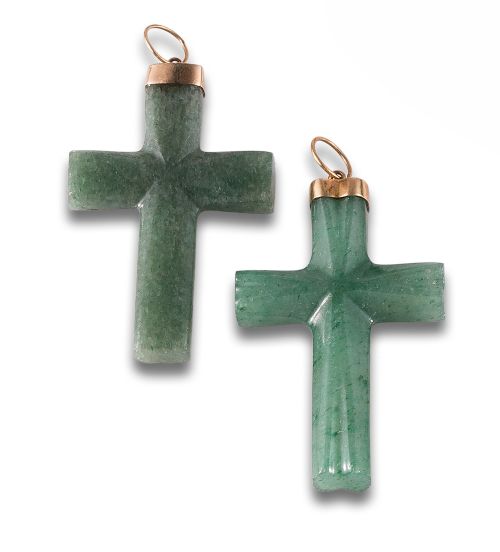 TWO CROSSES IN AVENTURINE AND GOLD