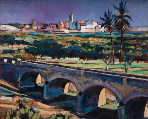 ANTONIO MEDINA BARDON, "Campos del río", Óleo sobre tablex