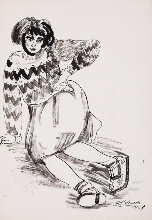 BENJAMÍN PALENCIA, "Muchacha sentada en tierra", 1949, Tint