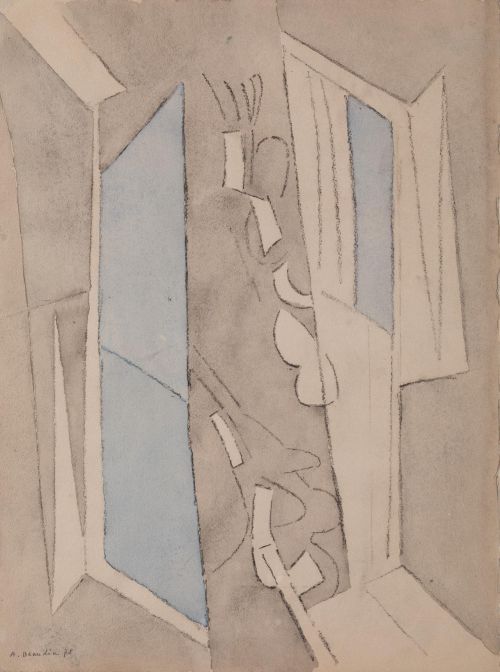 ANDRÉ BEAUDIN, "Porte ouverte", 1978, Acuarela y grafito so