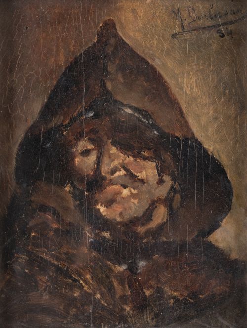 MARIANO BARBASÁN LAGUERUELA, "Monje", 1884, Óleo sobre tabl