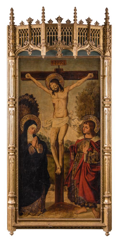 ESCUELA ESPAÑOLA, "Calvario", Óleo sobre tabla.