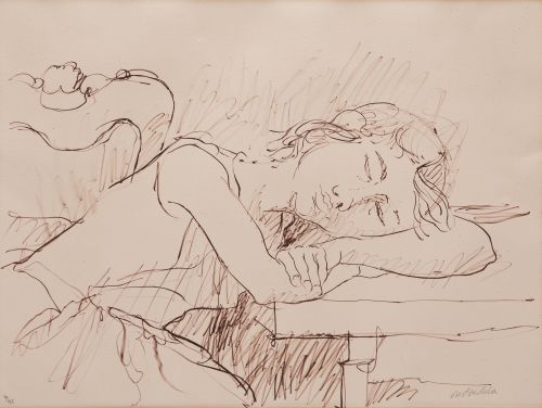 AGUSTÍN REDONDELA, "Joven dormida", Litografía sobre papel 
