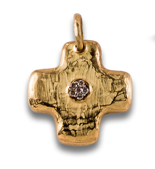 CRUZ COLGANTE EN ORO Y DIAMANTES