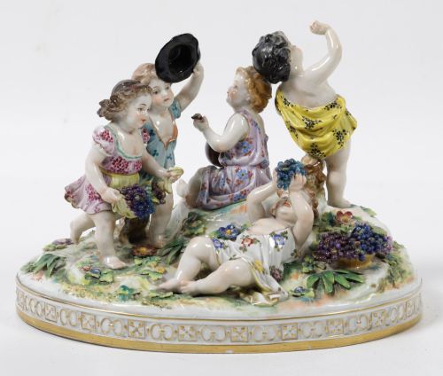 "Child musicians", porcelain group, possibly Germany, 20th