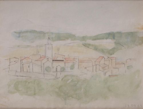 JOAQUÍN PEINADO VALLEJO, "Paisaje", 1969, Acuarela y grafit