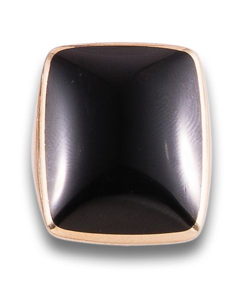 SORTIJA QUERIOT DE OBSIDIANA EN RO AMARILLO