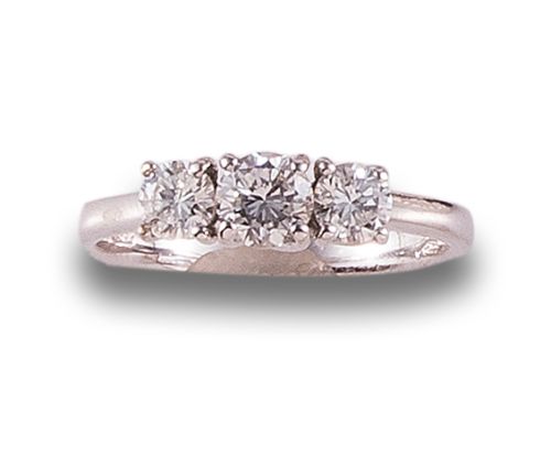THREE-RING DIAMOND RING, IN WHITE GOLD