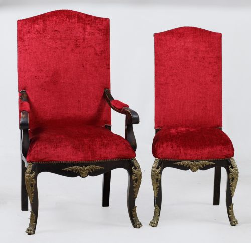 Butaca y silla de estilo Luis XV, S. XX