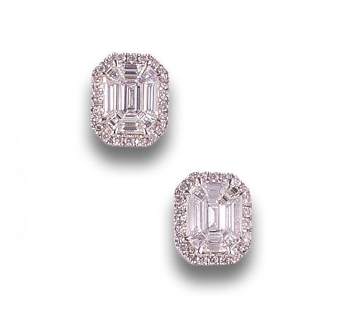 PENDIENTES EN ORO BLANCO Y DIAMANTES