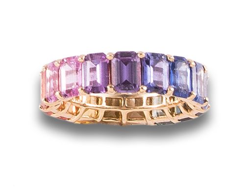 ETERNITY RING IN GOLD AND COLORED SAPPHIRES