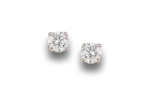 PENDIENTES DORMILONAS DE DIAMANTES, EN ORO BLANCO