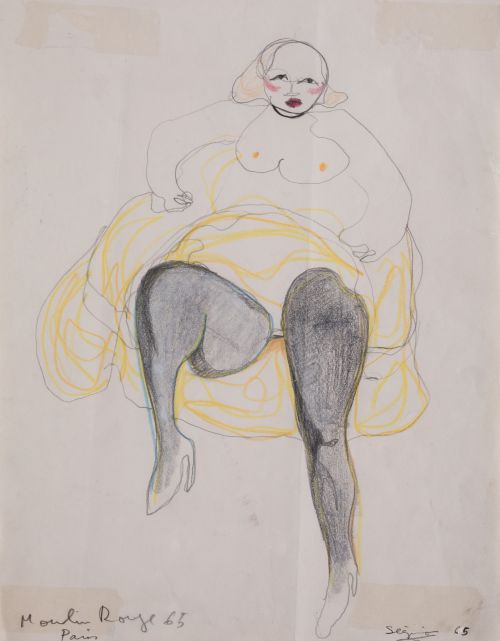 JOSE MARIA SEGIMON, "Mujer del Moulin Rouge", 1965, Grafito