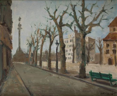 ANTONIO VIVES FIERRO, "Colón (Barcelona)", 1965, Óleo sobre