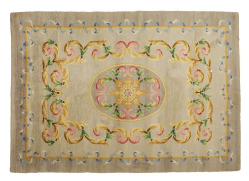 Alfombra española de lana anudada a mano, med. S. XX