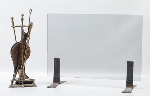 Pantalla de chimenea y aperos, años 80