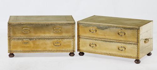 Pair of gold-plated brass dressers, Spain, 1970s