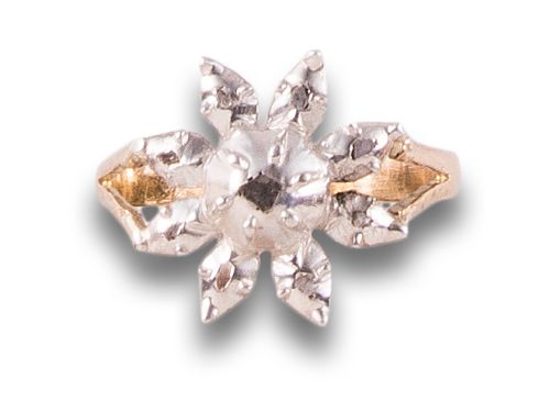 SORTIJA EN ORO Y PLATA DEL SIGLO XIX CON DIAMANTES