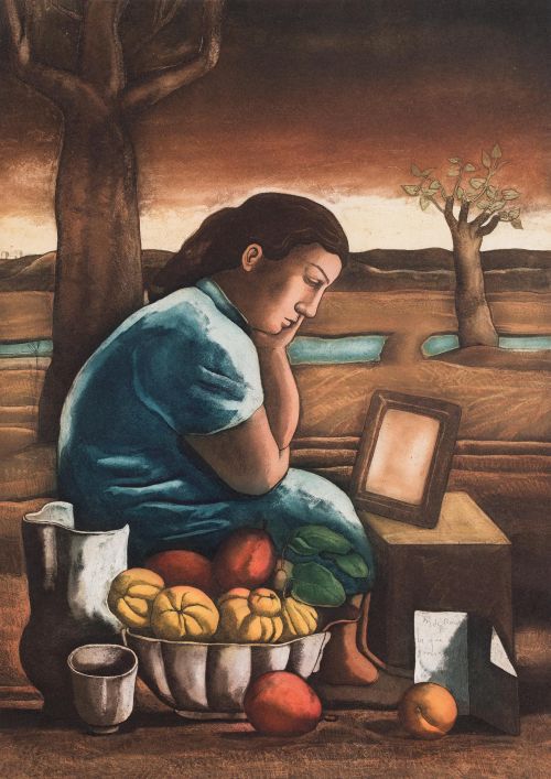 MONIQUE DE ROUX, "La que se mira", Aguafuerte y aguatinta s