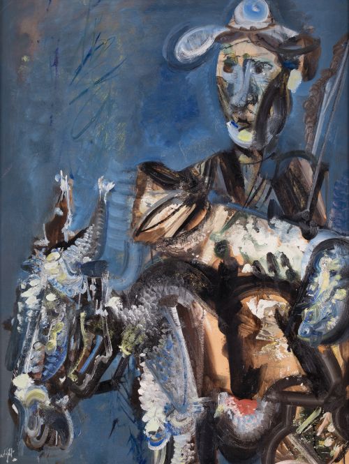 ÁLVARO DELGADO, "Jinete", 1970, Óleo sobre lienzo